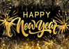 Picture of LYCGS 7x5ft Happy New Year Backdrop 2025 Backdrop 2025 New Years Backdrop Black and Gold New Year Photo Backdrop New Year Decoration Banner X-319