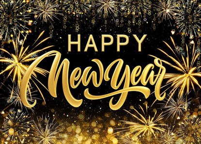 Picture of LYCGS 7x5ft Happy New Year Backdrop 2025 Backdrop 2025 New Years Backdrop Black and Gold New Year Photo Backdrop New Year Decoration Banner X-319