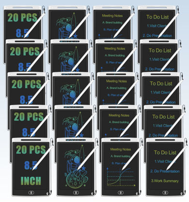 Picture of 20 PCS Writing Tablet White Upgraded Doodle Boards 8.5" Erasable Boards Electronic Reusable Painting Drawing Tablet Bulk for Education Office Party Gifts for Boys Girls