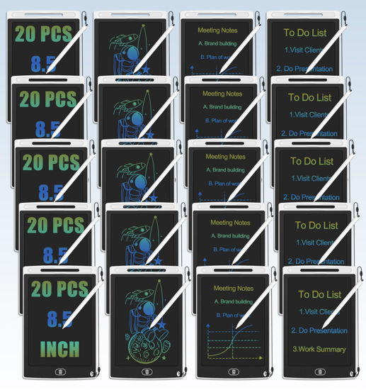 Picture of 20 PCS Writing Tablet White Upgraded Doodle Boards 8.5" Erasable Boards Electronic Reusable Painting Drawing Tablet Bulk for Education Office Party Gifts for Boys Girls