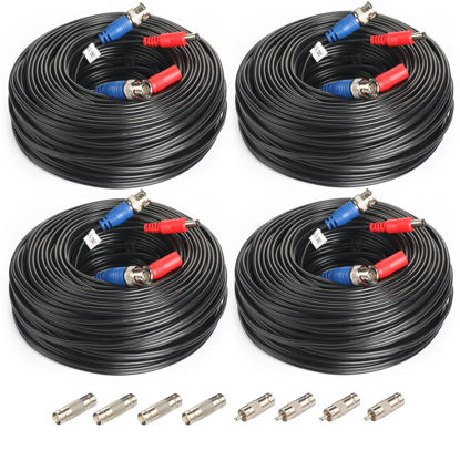 Picture of SHD 4Pack 100Feet BNC Vedio Power Cable Camera Video BNC Cable Wire Cord for Surveillance CCTV Security System with Connectors(BNC Female and BNC to RCA)