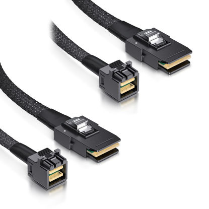Picture of ipolex Internal Mini SAS HD Cable SFF 8643 to SFF 8087 - Mini SAS Cables with Sideband, Compatible with 12Gbps SAS Drives and 6Gbps SAS/SATA Drives, 1-m(3.28ft), 2 Pack