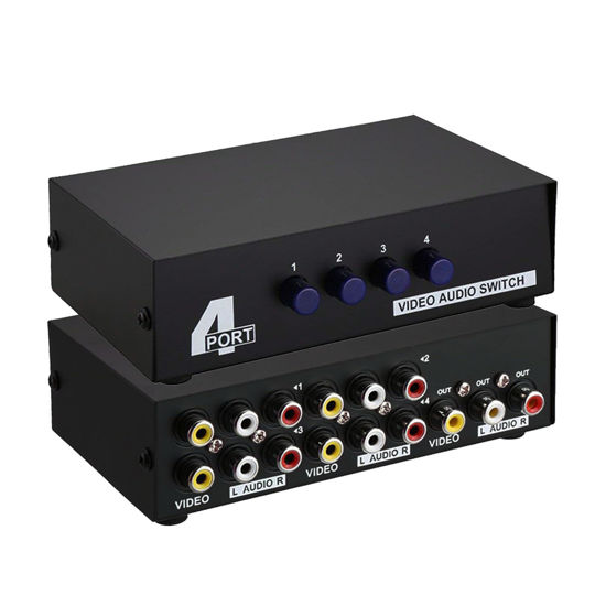 Picture of 4-Port AV Switch RCA Audio Video Switcher Selector 4 in 1 Out for DVD TV Box STB Game Consoles