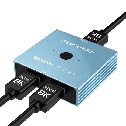 Picture of 8K HDMI Switch 2 in 1 Out, 8K HDMI Splitter 4K 120Hz 1 in 2 Out for Dual Monitor PC Adapter Hub Bi-Directional Switcher