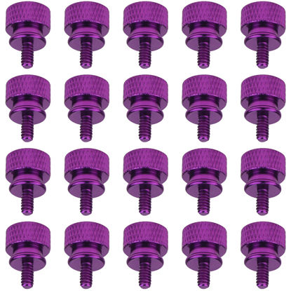 Picture of HELIFOUNER 20 Pieces 6-32 Thread, Purple Color Anodized Aluminum Computer Case Thumbscrews, Thumb Screws for Computer Case/Cover/Power Supply/Hard Drives