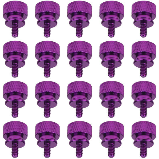 Picture of HELIFOUNER 20 Pieces 6-32 Thread, Purple Color Anodized Aluminum Computer Case Thumbscrews, Thumb Screws for Computer Case/Cover/Power Supply/Hard Drives