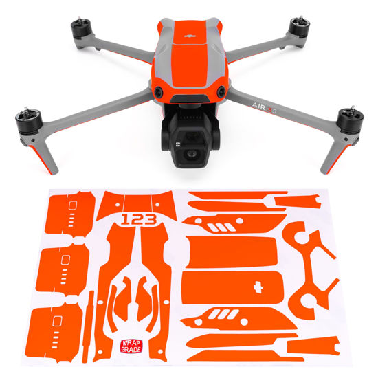 Picture of WRAPGRADE Skin Decal Sticker Accent Color Compatible with DJI Air 3S (Neon Orange)