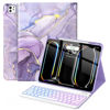 Picture of Soke Keyboard Case for iPad Pro 13 Inch (M4 2024), Magnetic Detachable Wireless Keyboard & 7 Colors Backlight Keys, Folio Stand TPU Back Cover with Pencil Holder for iPad Pro 13", Lilac Marble