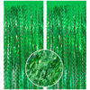 Picture of Green Tinsel Foil Fringe Curtains Wavy Backdrop for Parties Sparkle Metallic Wavy Foil Fringe Backdrop Curtain for Party Decorations Photo Booth Props for Birthday Graduation Wedding