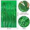 Picture of Green Tinsel Foil Fringe Curtains Wavy Backdrop for Parties Sparkle Metallic Wavy Foil Fringe Backdrop Curtain for Party Decorations Photo Booth Props for Birthday Graduation Wedding
