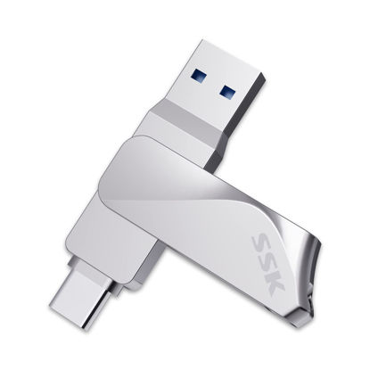 Picture of SSK 128GB USB C Flash Drive Dual Drive 2 in 1 OTG USB A 3.2 + Type C Memory Stick Thumb Drive, Thunderbolt Pendrive up to 200MB/s Transfer Speed Photo Stick for Android Phones/Tablets/Mac/Laptop