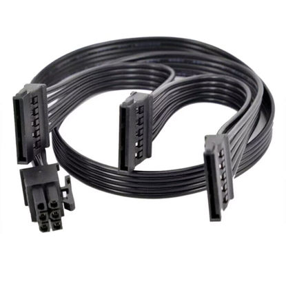 Picture of lilila-ree 6 Pin to 3X 15 Pin SATA Hard Drive HDD Power Adapter Cable Only for EVGA GQ Series Semi Modular PSUs 20-in(50cm)