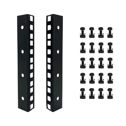 Picture of FMUSER 4U Rack Rails with M6 Rack Mount Screws and Cage Nuts Set for DIY Server and Studio Racks