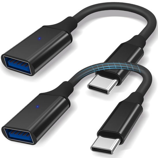 Picture of OITYEUF USB C to USB 3.0 Adapter 2 Pack, Type C Male to USB Female OTG Cable Thunderbolt to USB Adapter Compatible for iPhone 16 15 Pro Max iPad MacBook Pro/Air 2023 2022 M1 M2 Galaxy S23 S22 Note 10