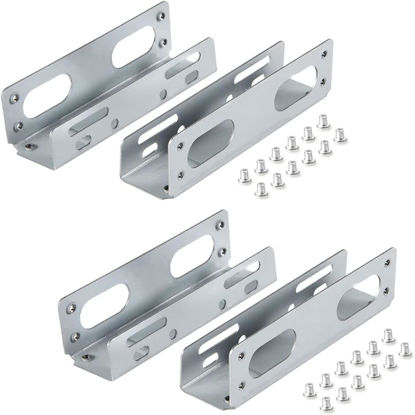 Picture of 2 Pack HDD Hard Drive Metal Mounting Bracket Adapter, Convert Any 3.5 in HDD Into One 5.25 in Drive Bay