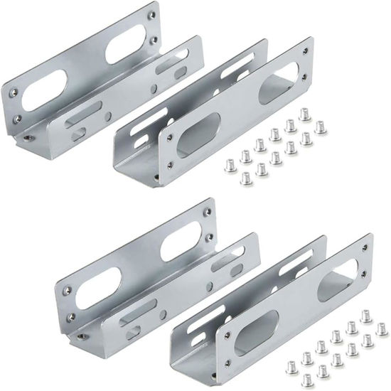 Picture of 2 Pack HDD Hard Drive Metal Mounting Bracket Adapter, Convert Any 3.5 in HDD Into One 5.25 in Drive Bay