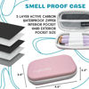 Picture of Nugbuddy J-Kit - On The go Travel Case Accessory, No Odor Carbon Lining - Water Resistant Case - Glass Accessories with Included Tubes, Tips, and More (Pink)