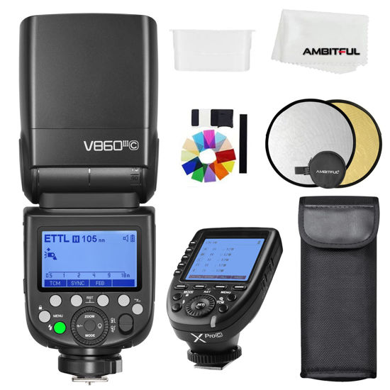 Picture of Godox V860III-C TTL 2.4G GN60 HSS Camera Flash with 10-Speed Adjustable Modeling Light, one-Key Switch TTL+ Godox XPRO-C Trigger Transmitter for Canon Camera