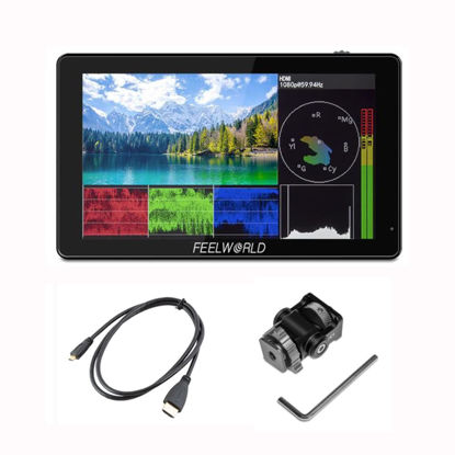 Picture of FEELWORLD LUT5 5.5 Inch Ultra High Bright 3000nit Touch Screen DSLR Director Camera Field Monitor with F970 External Power and Install Kit 4K HDMI Input Output 1920X1080 IPS Panel