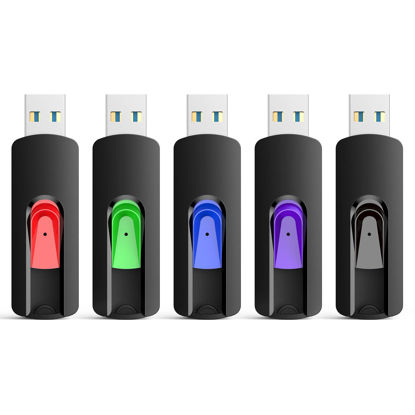 Picture of RAOYI 5 Pack 64GB USB 3.0 Flash Drive, High Speed Memory Stick Thumb Drives Jump Drive Pen Drive for PC Laptop Desktop- 64G Multipack