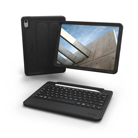 Picture of ZAGG Rugged Book iPad 10.9" (Gen 10) Case - Durable Wireless Keyboard Case, Military-Grade Drop Protection, Multi-Device Pairing, Detachable Backlit Keyboard, Black