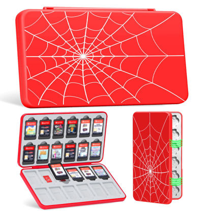 Picture of JINGDU Portable Card Case for Mirco SD Cards and Physical NS/OLED/Lite Cards, Slim Card Organizer, Red