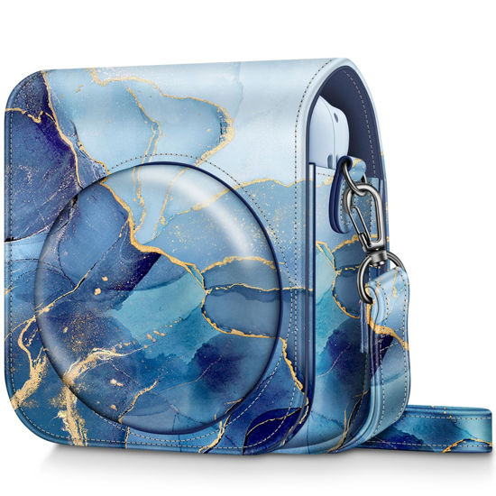 Picture of Fintie Protective Case for Fujifilm Instax Mini 12 Instant Camera - Premium Vegan Leather Bag Cover with Removable Adjustable Strap, Ocean Marble