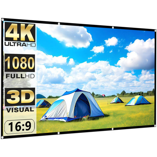 Picture of Outdoor Movie Projector Screen 120 inch: Wrinkle-Free and Foldable Projection Screens 16:9 HD 4K for Theater.