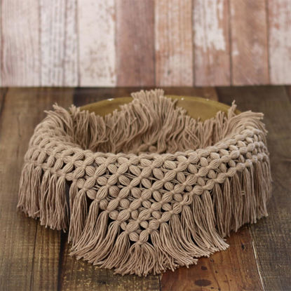 Picture of Zeroest Newborn Photography Baby Posing Layer Props Basket Filler Stuffer Mini Blanket Photoshoot HandKint Photo Wool Wrap (Tan)