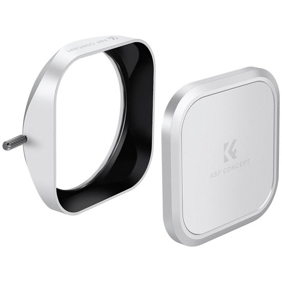 Picture of K&F Concept Silver Square Metal Lens Hood Lens Cap Kit for Fujifilm X100/X100F/X100S/X100T/X100V/X100VI Camera Accessories