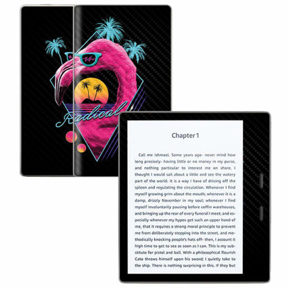 Picture of MightySkins Carbon Fiber Skin for Amazon Kindle Oasis 7" (9th Gen) - Radical Flamingo | Protective, Durable Textured Carbon Fiber Finish | Easy to Apply, Remove, and Change Styles | Made in The USA