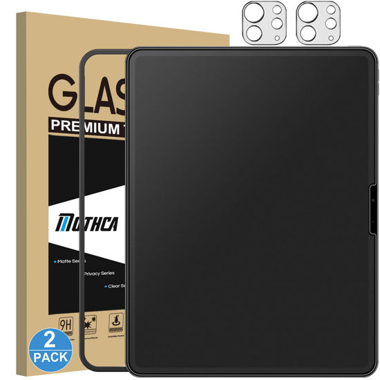 Picture of Mothca 2 Pack Matte Glass Screen Protector for iPad Pro 13-inch M4 2024 (7th Gen) + 2 Pack Camera Lens Protector with Installation Frame, Anti-Glare & Anti-Fingerprint Tempered Glass, Smooth as Silk