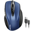 Picture of TECKNET Rechargeable Wireless Mouse, 2.4G Silent Mouse, Quiet Click, 6 Adjustable 4800 DPI, Cordless Computer Mouse, Ergonomic Mouse for Laptop, 6 Buttons USB Mouse for Chromebook, Ergo Grip - Blue