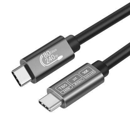 Picture of Angusplay 80Gbps USB C for Thunderbolt 5/4/3 Cable 6ft, USB4 Cable with 240W Fast Charging, USB Cable Support 16K/8K Display, Compatible with Thunderbolt 5/4/3, USB 4.0, USB C 3.2/3.1