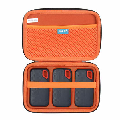 Picture of Anleo Hard Travel Case for SanDisk 500GB / 250GB / 1TB / 2TB Extreme Portable SSD (Black+Orange, Case for 3 Hard Drives)