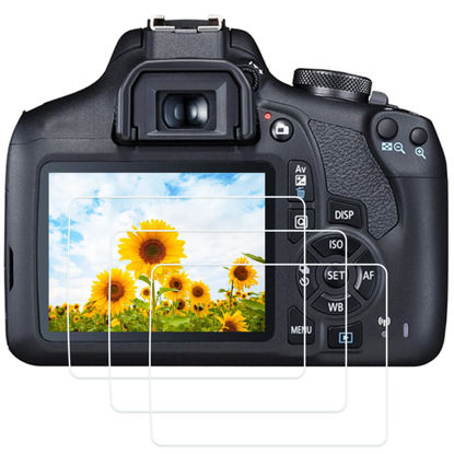 Picture of PCTC 1500D Screen Protector Compatible for Canon EOS Rebel T7 T6 T5 1300D 1200D 1500D Tempered Glass Protector EOS 2000D (3 Pack)