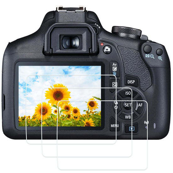 Picture of PCTC 1500D Screen Protector Compatible for Canon EOS Rebel T7 T6 T5 1300D 1200D 1500D Tempered Glass Protector EOS 2000D (3 Pack)
