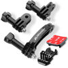 Picture of MiPremium Rotary Extension Arm Helmet Mount Set for GoPro Hero 13 12 11 10 9 8 7 6 5 4 Session Black Silver XIAOYI 4K SJCAM Sports Action Camera Accessories Kit Motorcycle Curved Chin Pivot Connector