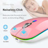 Picture of Uiosmuph LED Wireless Mouse, G12 Slim Rechargeable Silent 2.4G Portable USB Optical Computer Mice with Receiver and Type C Adapter (Pink)