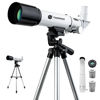 Picture of YUANZIMOO Telescope Kids Telescope 50mm Aperture 360mm AZ Astronomical Portable Telescope for Kids Adults Beginners with Tripod White