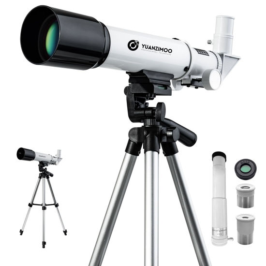 Picture of YUANZIMOO Telescope Kids Telescope 50mm Aperture 360mm AZ Astronomical Portable Telescope for Kids Adults Beginners with Tripod White
