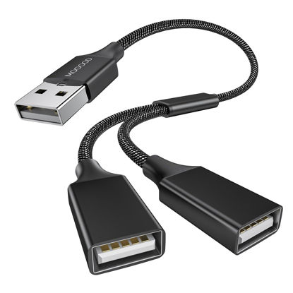 Picture of MOGOOD USB Splitter Cable USB y Splitter Adapter Dual USB 2.0 Power Cord Extension for Charging/Data Transfer/Laptop/Mac/Car