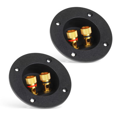 Picture of 2 Pcs Black Speaker Box Terminal Cup 3 Inch 2-Way Spring Loaded Jacks Speaker Wire Connector Binding Post Cup Connector Subwoofer Plug for Speaker Sub Subwoofer Box Home Car Stereo