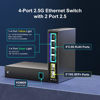 Picture of 6 Port 2.5G Unmanaged Ethernet Switch, 4 x 2.5G Base-T Ports, 2 x 10G SFP+, Compatible with 100/1000/2500Mbps, Metal Fanless, Desktop/Wall Mount NICGIGA 2.5Gbe Network Switch for Wireless AP, NAS, PC