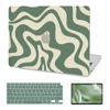Picture of AKIT Compatible with MacBook Air 13 Inch Case M1 2022 2021 2020 2019 2018 A2337 A2179, Pattern Hard Shell Laptop Case + Screen Protector + Keyboard Cover Case for Mac Book Air 13.3 Inch, Green Wave