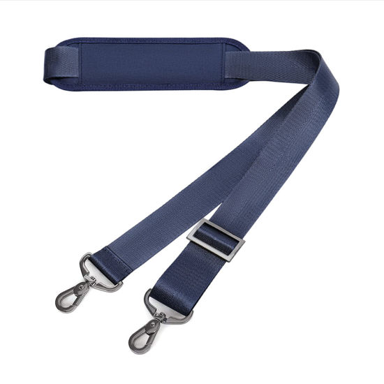 Picture of MOSISO 56 inch Shoulder Strap, Adjustable Thick Soft Universal Replacement Non-Slip Fit Padded with Metal Swivel Hooks for Laptop Shoulder Bag/Laptop Messenger Bag/Crossbody Bag, Navy Blue