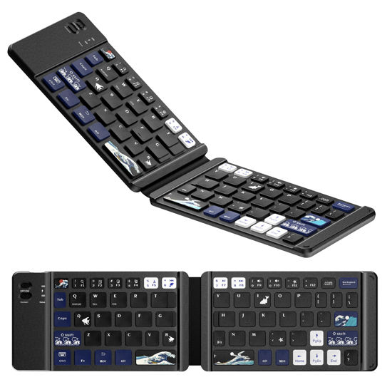 Picture of OHY Bluetooth Keyboard, XVX WK60 Foldable Keyboard, Portable Keyboard, Travel Keyboard Compatible with Windows iOS Android, for iPhone and Tablet