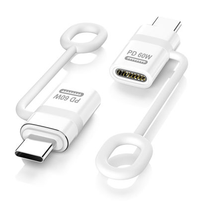 Picture of TiMOVO Lightning to USB C Adapter, 2 Pack Lightning Female to USB C Male Adapter with 60W Fast Charge & Anti-Lost Loop for iPhone 16/15 Pro Max/Pro/Plus, iPad, MacBook Pro/Air, Galaxy S24/S23-White