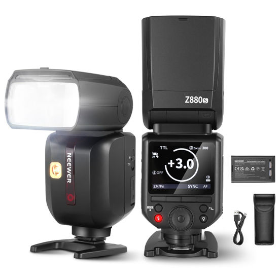Picture of NEEWER Z880-S 2.4G 76Ws TTL Camera Flash Speedlite Compatible with Sony, Upgraded UI, Adjustable Modeling Lamp, TTL/M Quick Switch TCM Key, 1/8000s HSS 7.2V/3000mAh Battery 600 Full Power Flash