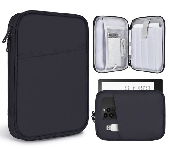 Picture of 6-7 Inch E-Reader Tablet Carrying Sleeve for 7" Amazon Fire 7/Kindle Oasis,6.8" Kindle Paperwhite 11th 2021, 6" Kindle Paperwhite/Kindle 2022, Kobo Clara 2E/Libra 2 eReader Protective Bag Case(Black)